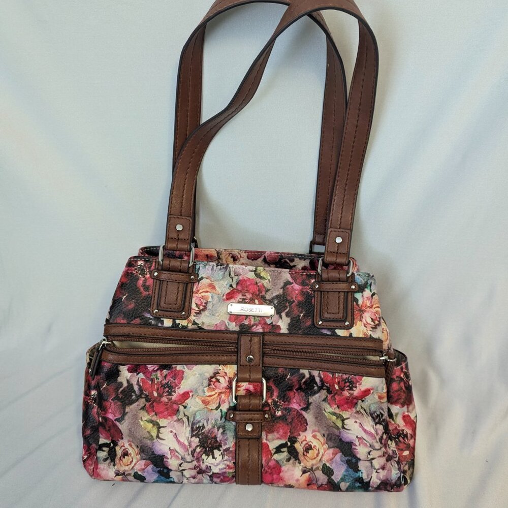 Rosetti Midtown Satchel Floral handbag 11 pockets